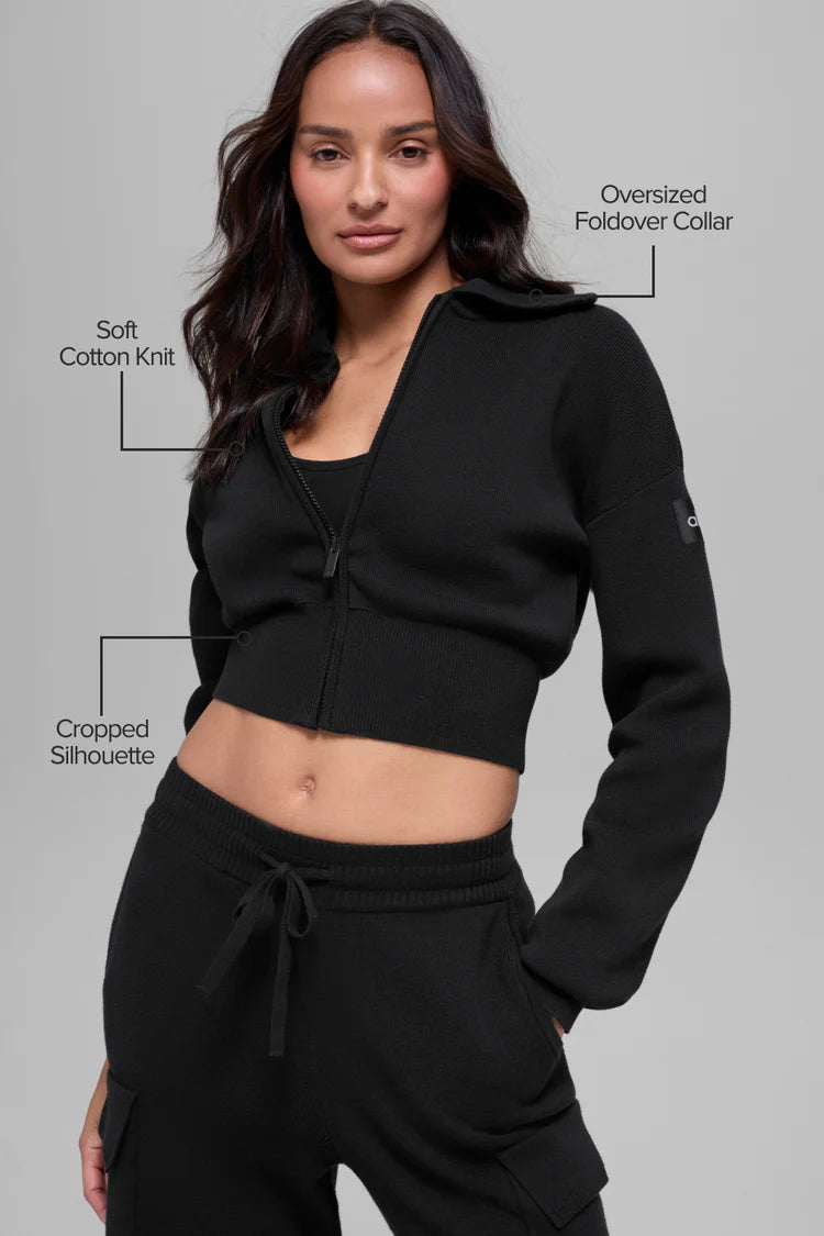 Veste courte zippée en maille Scholar "nouveau"