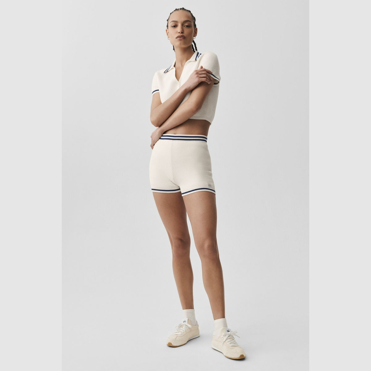Tennis Club Sweater Knit Short - Ivory/Navy