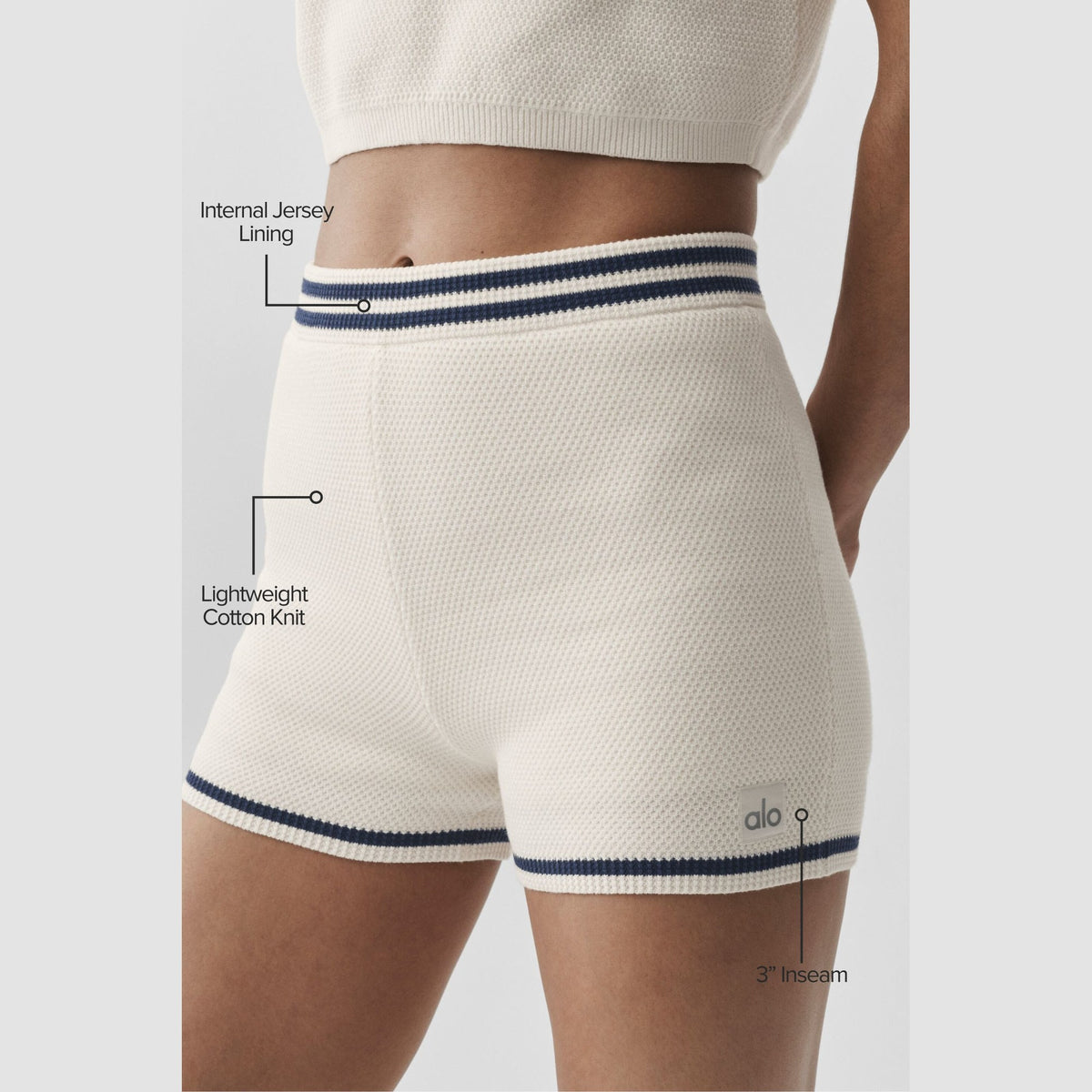 Tennis Club Sweater Knit Short - Ivory/Navy