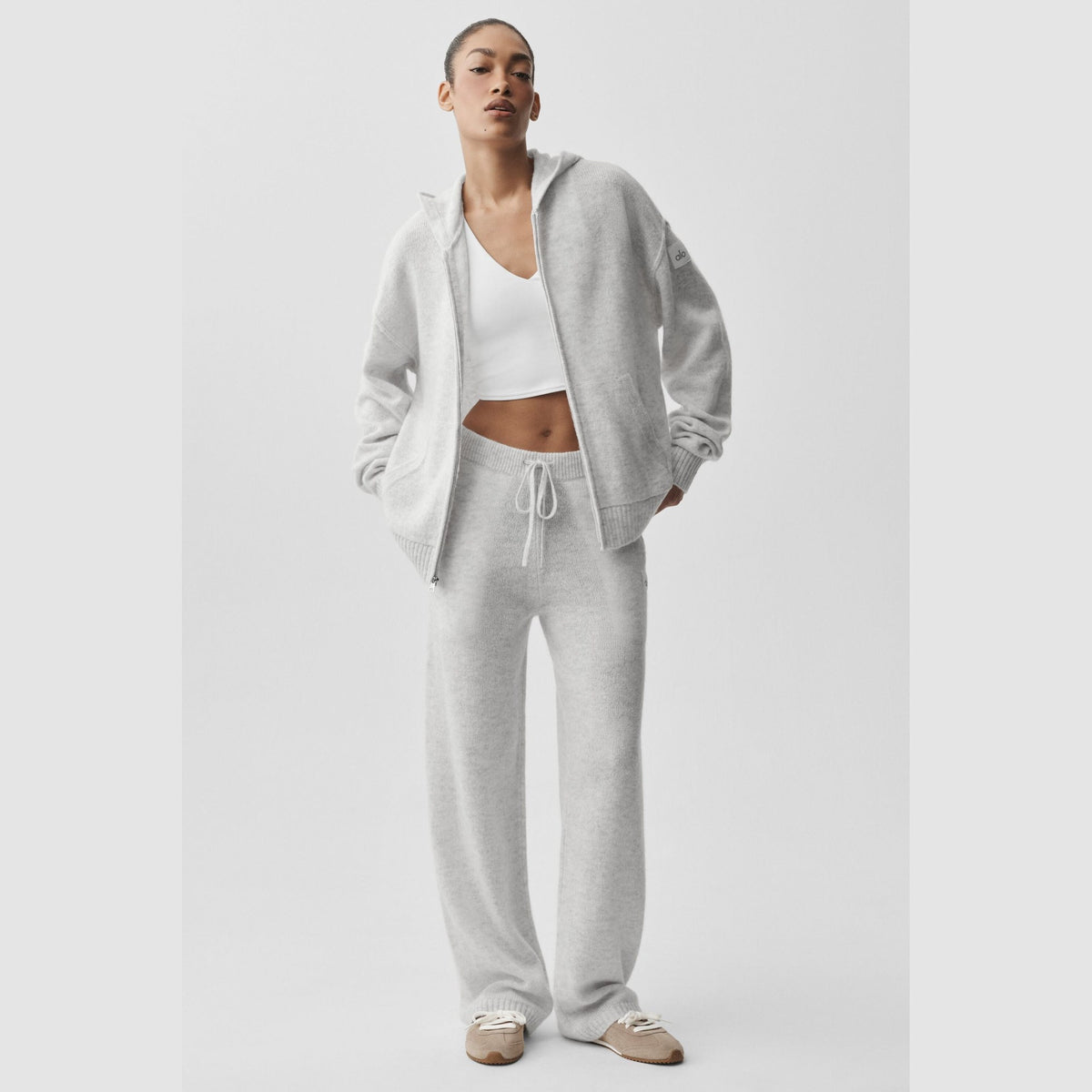 New Class Knit Zip Hoodie - Light Grey