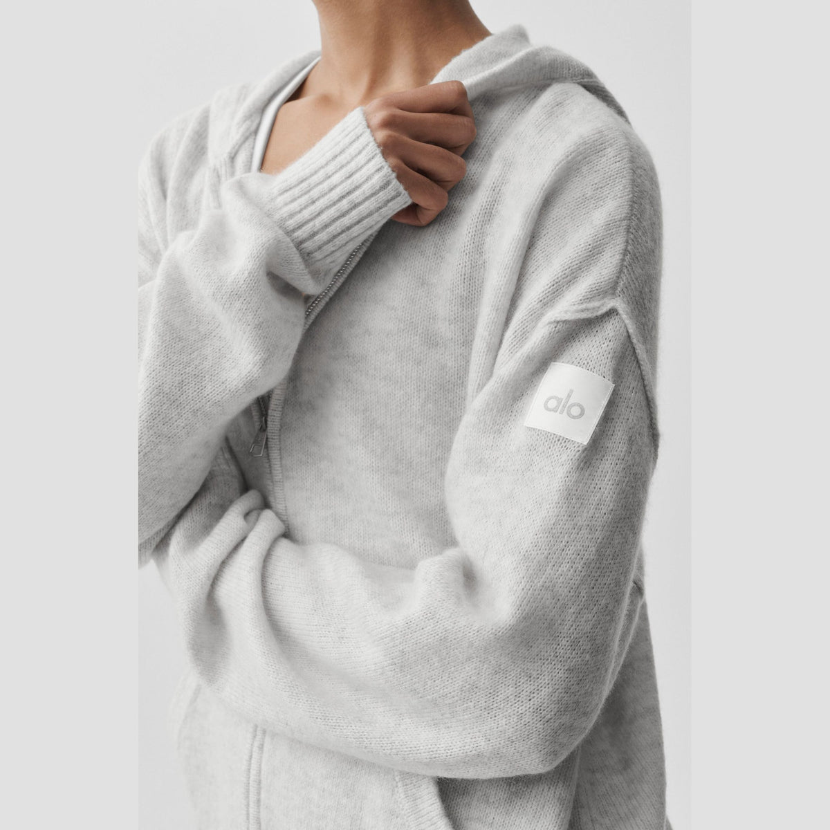 New Class Knit Zip Hoodie - Light Grey