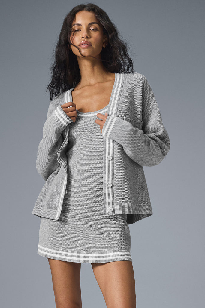 Tennis Club Sweater Knit Cardigan - Athletic Heather Grey