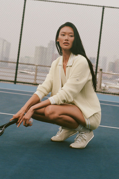 Tennis Club Sweater Knit Cardigan - Oatmeal