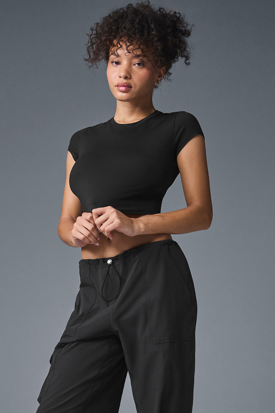 T-shirt court Alosoft Crop Finesse manches courtes "de retour en stock"