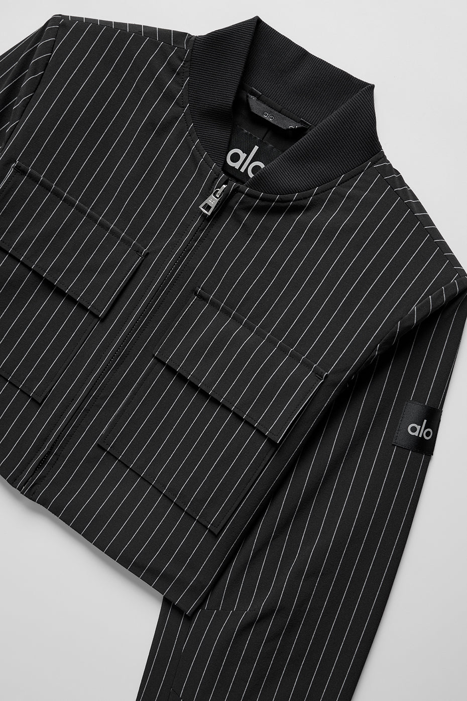 Pinstriped short jacket with full zip "OUT OF STOCK"