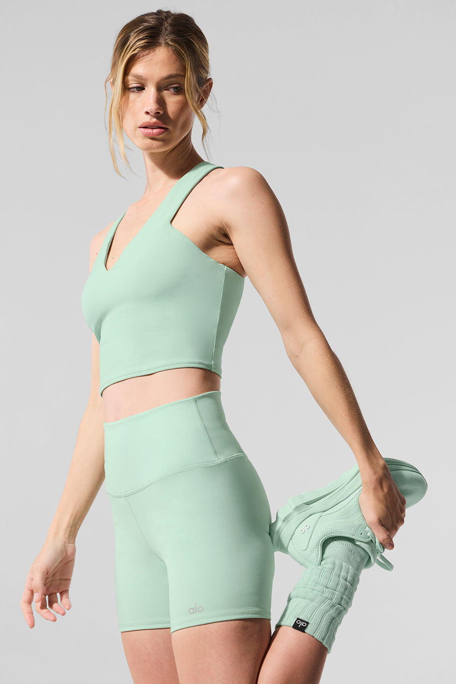 Short cycliste taille haute Airbrush Vert menthe