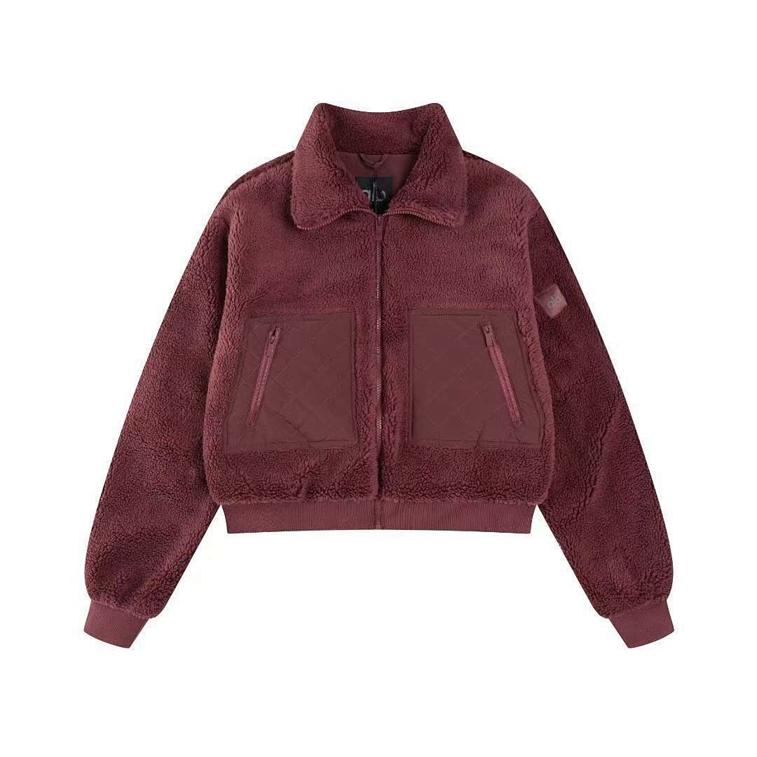 Zip Sherpa Jacket - Burgundy